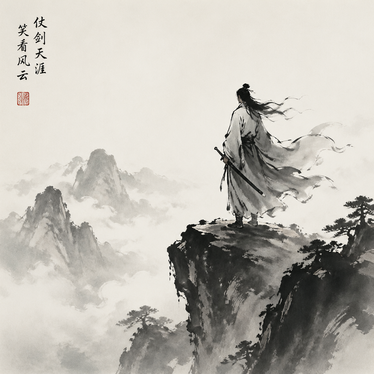 Oriental Ink Wash Painting Template