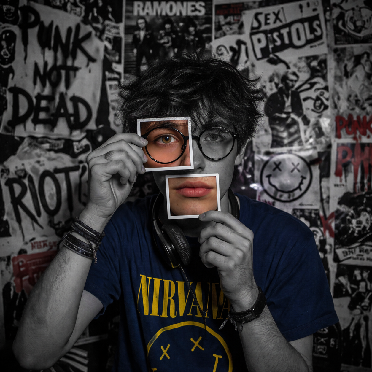Selective Color Portrait with Heavy Brand Text Template